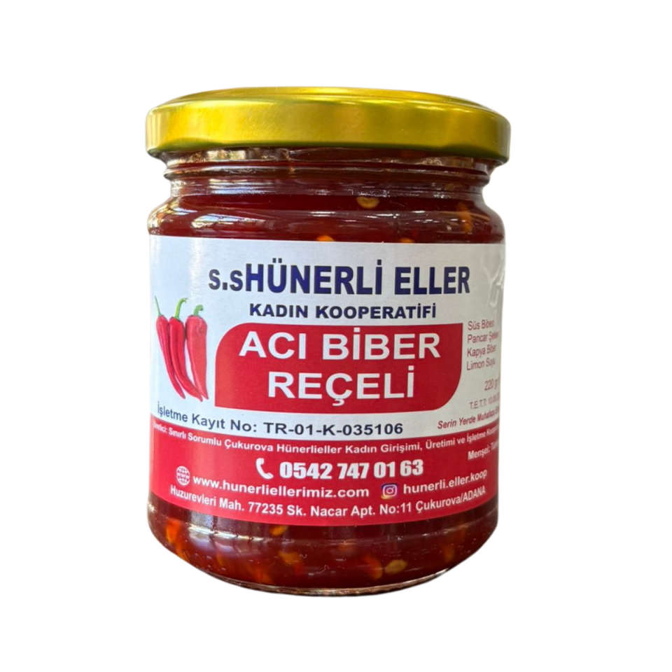 Hünerli Eller Acı Biber Reçeli 300gr Doğal ve Katkısız