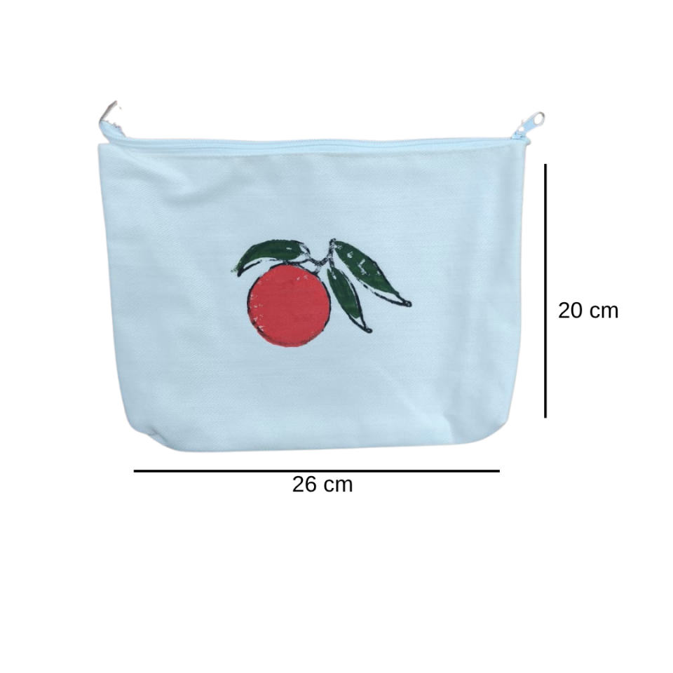 Portakal Baskılı Bej Çok Amaçlı Çanta